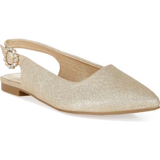 London Rag Giora Jewel Buckle Slingback Flat in Gold at Nordstrom Rack, Size 7