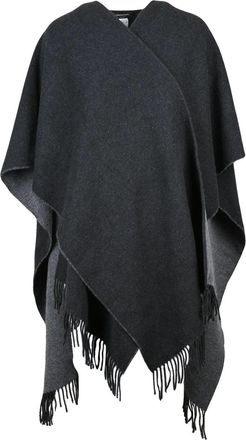 Fabiana Filippi Flowing Wool and Cashmere Blend Cape with Fringed Edges