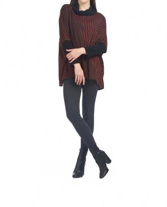 Papillon Asymmetrical Stripe Poncho In Rust