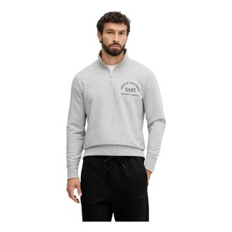 GANT Hoodies & sweatvesten, Heren, Grijs, S, Katoen, Zip-neck Sweatshirt