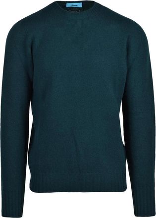 Drumohr Bottle Green Lambswool Fine Knit Crewneck Sweater