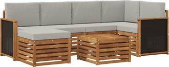 vidaXL Conjunto De Sof&aacute;s De Exterior 6 Uds. Natural Y Gris Claro Vidaxl