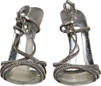 Dolce & Gabbana Silver Strass Ankle Strap Heels Sandals Womens Shoes (Pre-Owned)