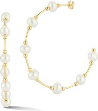 Sphera Milano Cultured Pearl Hoop Earrings in Gold at Nordstrom Rack