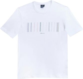Paul Smith T-shirt Stitch Stripes - Heren - T-shirts - Wit - 2XL - Katoen - Tops