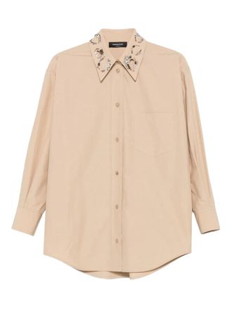 Fabiana Filippi embellished-collar shirt - women - Cotton - 40 - Neutrals