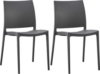 Clp Set de 2 silla de jard&iacute;n apilable en pl&aacute;stico gris oscuro