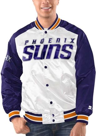 Starter Mens Starter White/Purple Phoenix Suns Renegade Satin Full-Snap Varsity Jacket at Nordstrom, Size Xx-Large