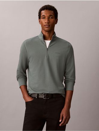 Calvin Klein Mens Tech Pique 1/4 Zip Top - Green - 2XL