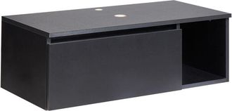 Beliani Mueble De Ba&ntilde;o Suspendido Para Lavabo 2 Estantes 80 X 40 Cm Negro Rupanco