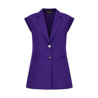 Liu Jo Vests, female, Purple, Size: XL Lyocell Linen Gilet