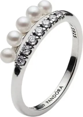 Pandora Anello Intreccio met Behandelde Zoetwaterparels en Pav&eacute; - Dames - Ringen - Wit - 52 MM - Accessoires