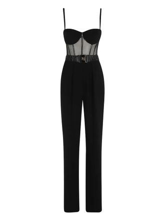 オールインワン・サロペット ELISABETTA FRANCHI BLACK JUMPSUIT Elisabetta Franchi Black Jumpsuit in double-layer crêpe