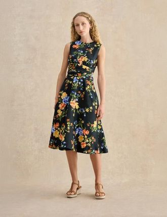 Hobbs London Twitchill Sleeveless Printed Midi Dress in Navy Multi at Nordstrom, Size 14