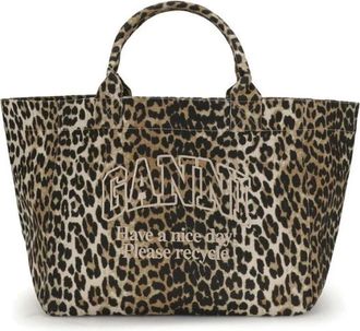 Ganni Tassen, Dames, Veelkleurig, ONE Size, Katoen, Stijlvolle zakprint Shopper tas