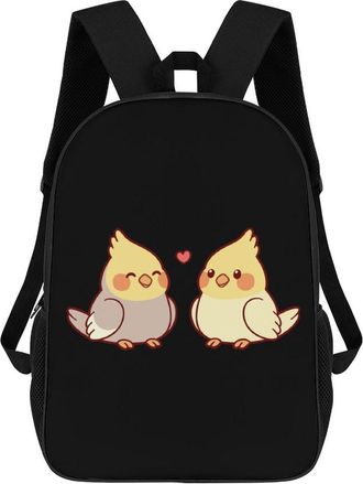 Generic Cute Cartoon Cockatiel Unisex Backpack Lightweight Back Pack Laptop Shoulder Bag Travel College Daypack 17 Inch