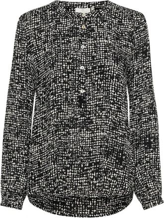 Kaffe Grafische Dot Blouse met Kinakraag - Dames - Blouses - Zwart - S - Overhemden