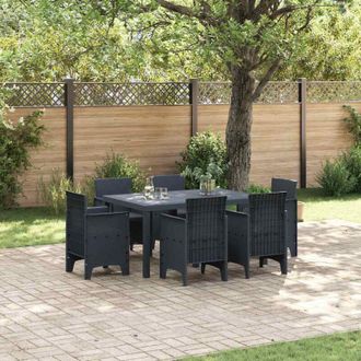 vidaXL Set da Pranzo per Giardino 7 pcs Antracite Rattan Polt - Vidaxl