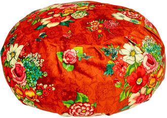 Vent de Boh&egrave;me Gran puf redondo de terciopelo con estampado floral naranja