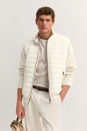 Bugatti Sweatjacke BUGATTI Regular Fit, Herren, Gr. 3XL, 20, ecru, Sweatware, 90% Baumwolle, 10% Polyester, unifarben, regular fit, ohne Ausschnitt, Sweatjack