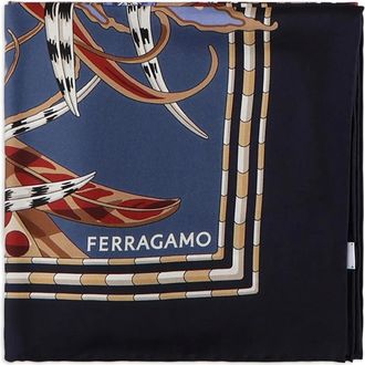 Ferragamo Sciarpa con stampa grafica - Blu