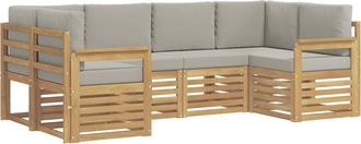 vidaXL Conjunto De Sof&aacute;s De Exterior 5 Uds. Blanco Y Gris Claro Vidaxl