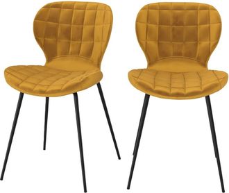 Rendez-Vous Déco Set de 2 sillas de terciopelo amarillo curry