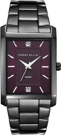 Perry Ellis Slim Rectangular Diamond Bracelet Watch, 31mm x 40mm in Gunmetal at Nordstrom Rack