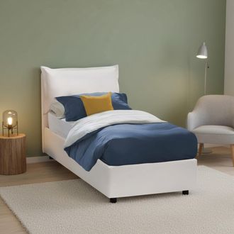 Dmora Talamo Italia - Cama Individual Sarah, Cama Contenedor Con Tapizado En Ecopiel, 100% Made In Italy, Apertura Frontal, Adecuado Para Colch&oacute;n Cm 90x200,