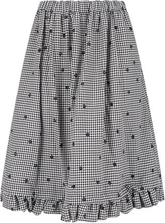 Comme Des Gar&ccedil;ons Black/White Gingham Floral Mini Skirt