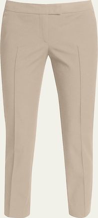 Akris Frankie Straight-Leg Cotton-Stretch Cropped Pants