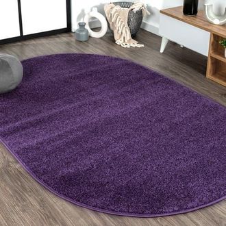 Jonathan Y Designs Haze Solid Low-Pile Oval Area Rug in Lavender/purple at Nordstrom, Size 3Ft 0In X 5Ft 0In