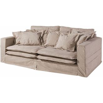 Massivmoebel24 Kingston Divano 3 posti - stoffa / beige 236x138x76