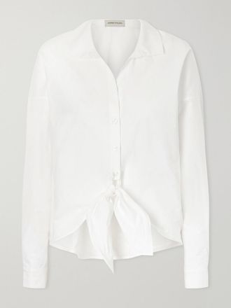 Andres Otalora Camicia In Cotone Con Nodo Luz Envolviente - Bianco sporco