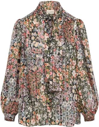 Valentino Zijden Blouse met Bloemendruk - Dames - Blouses - Veelkleurig - S - Overhemden