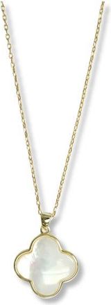 Argento Vivo Mother-of-Pearl Clover Pendant Necklace in White/gold at Nordstrom