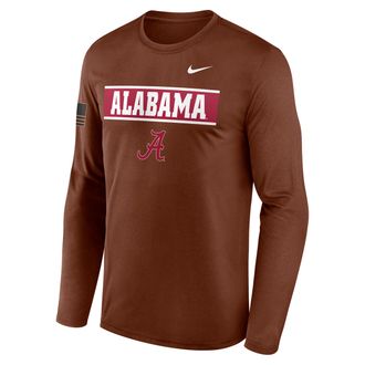 Nike Alabama 2026 Military Appreciation Legend Nike Mens Dri-FIT College Long-Sleeve T-Shirt in Brown | 02TJ2GYABN-VZG