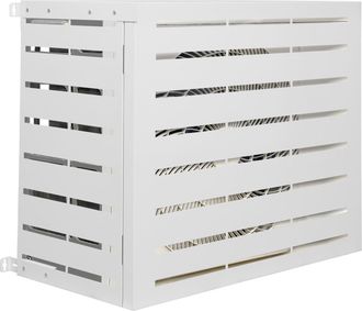 IDMarket Copertura Per Climatizzatore 95 X 50 X 80 Cm In Metallo Bianco, Protezione Per LUnit&agrave; Esterna Della Pompa Di Calore