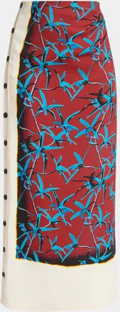 Proenza Schouler Anais Floral-Print Button-Side Midi Skirt