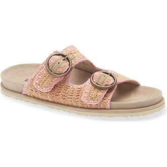 Laidbacklondon Clay Crochet Buckle Strap Slide Sandal in Beige /Baby Pink at Nordstrom, Size 10Us