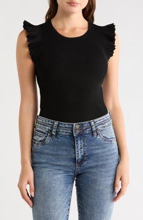 Joie Sleeveless Scalloped Flutter Sleeve Top in Black at Nordstrom Rack, Size X-Small