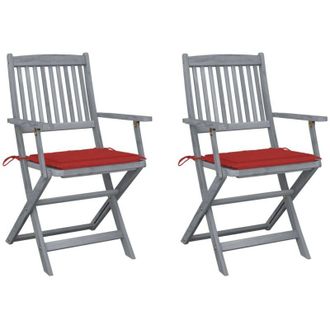 vidaXL Sedie da Giardino Pieghevoli 2pz con Cuscini in Massello Acacia vidaXL