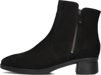 Hartjes Zwarte enkellaarsjes met dubbele ritsen - Dames - Laarzen met Hak - Zwart - 38 1/2 EU - Schoenen