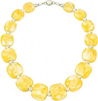 Gold & Honey For Brunch Beaded Lucite Necklace In Yellow Marble