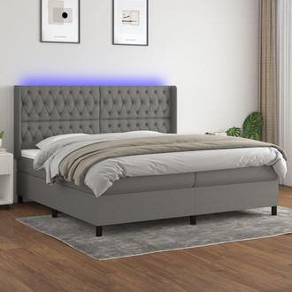 vidaXL Vidaxl - Cama Box Spring Colch&oacute;n Y Luces Led Tela Gris Claro 200x200 Cm