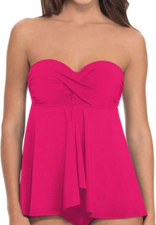 Gottex D-Cup Bandeau Fly Away Tankini Top In Tutti Frutti Raspberry