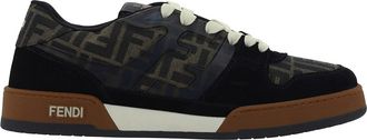 Fendi Embroidered Canvas, Leather And Rubber Match Sneakers