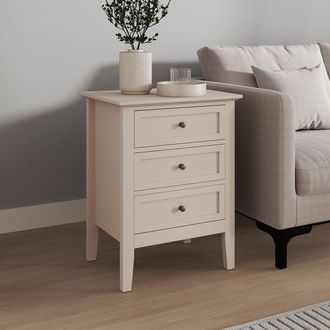 Melody Maison 3 Drawer Bedside Table - Rowley Taupe Grey Range in Beige