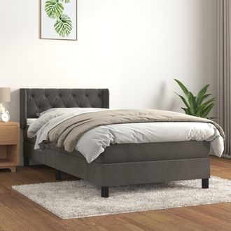 vidaXL Vidaxl - Cama Box Spring Con Colch&oacute;n Terciopelo Gris Oscuro 80x200 Cm