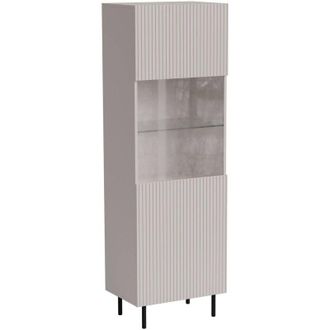 Dmora Vitrina Luzzana, Vitrina De Sal&oacute;n Con Puerta De Cristal Y Detalle, Elevada Del Suelo, 60 X 42 H 183 Cm, Beige